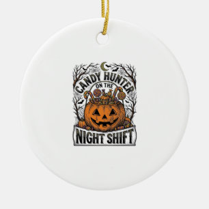 Kürbis-Süßigkeiten-Eimer Vintage-Halloween-Gravur  Keramik Ornament