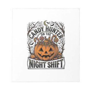 Kürbis-Süßigkeiten-Eimer Vintage-Halloween-Gravur Notizblock