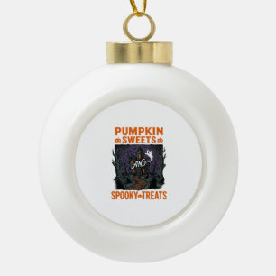 Kürbis-Süßigkeiten-Shirt Gruselige Halloween-Desig Keramik Kugel-Ornament