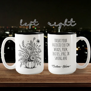 Kürbis-Tasse mit Blumendekor für Herbst und Hallow Zweifarbige Tasse
