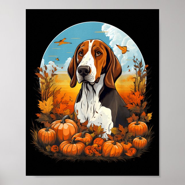 Kürbis Treeing Walker Coonhound Hund Halloween Poster (Vorne)