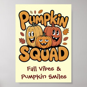 Kürbis-Truppe Süßer Retro-Cartoon Herbst Halloween Poster