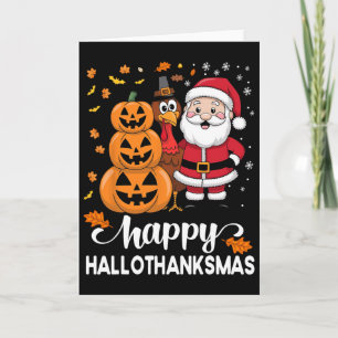 Kürbis Truthahn Santa Squad Frohes Hallothanksmas Karte