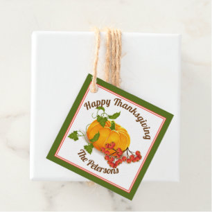 Kürbis und Beeren brauner Fall Glückwunsch Ernteda Geschenkanhänger