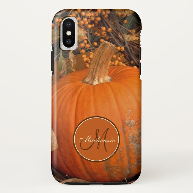 Kürbis und bittersüßes Rebe-Fall-Thema-Monogramm Case-Mate iPhone Hülle (Rückseite)