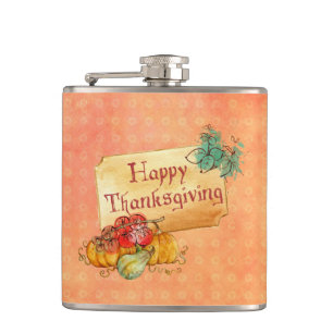 Kürbis und Blätter Flachmann