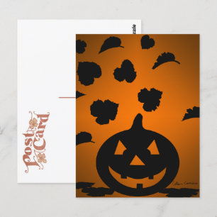 Kürbis und Blätter Silhouette Postkarte