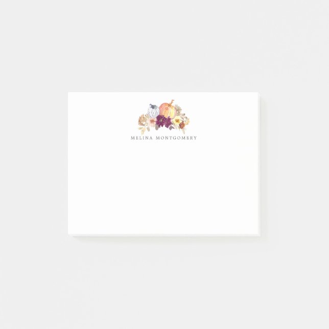 Kürbis und Blume fallen Personalisiert Post-it Klebezettel (Vorderseite)