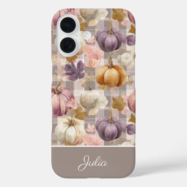 Kürbis und Blumen im Karomuster  Case-Mate iPhone Hülle (Rückseite)
