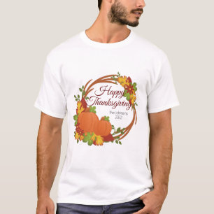 Kürbis- und Blumen-Thanksgiving-Kranz T-Shirt