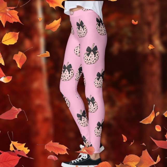 Kürbis und Bow Pink Coquette Halloween Leggings (Pumpkin and Bow Pink Coquette Halloween Leggings)