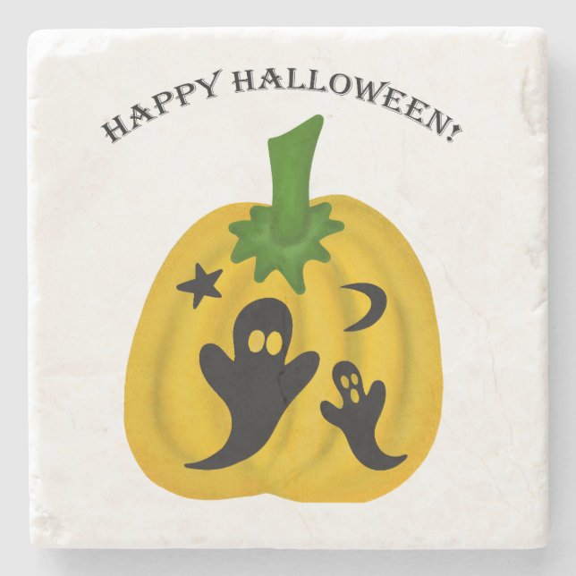 Kürbis und Geister Steinuntersetzer (Vorderseite)