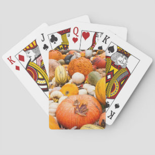 Kürbis- und Hockergesteck Spielkarten