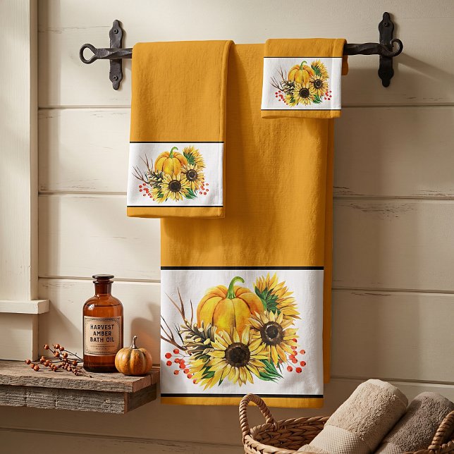 Kürbis und Sonnenblumen Badhandtuch Set (Von Creator hochgeladen)
