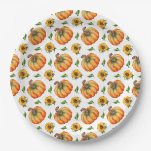 Kürbis und Sonnenblumen Pappteller