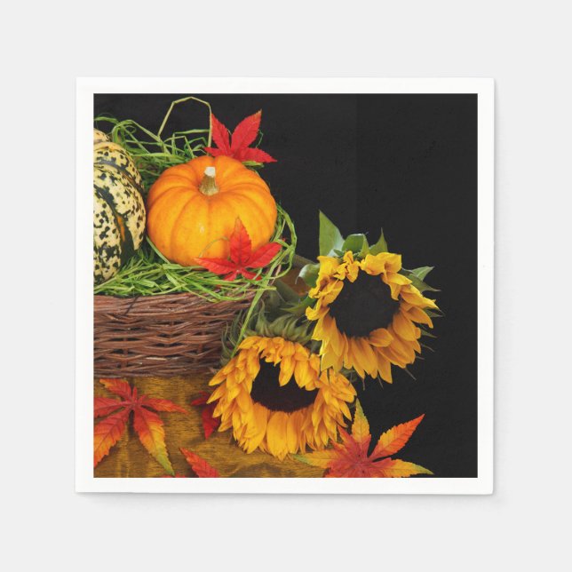 Kürbis und Sonnenblumen Serviette (Vorderseite)