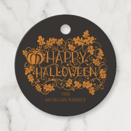 Kürbis und Wein glücklicher Heilbutt Geschenkanhänger