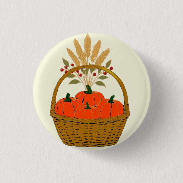 🎃 **Kürbis- und Weizenkorb-Abzeichen Button (Vorderseite)