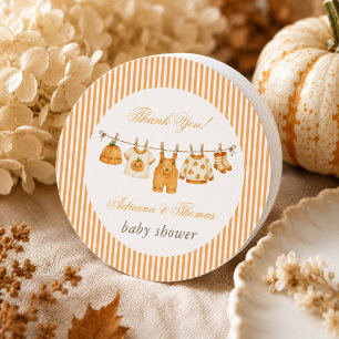 Kürbis Vintage Kleidung Baby Shower Danke Runder Aufkleber