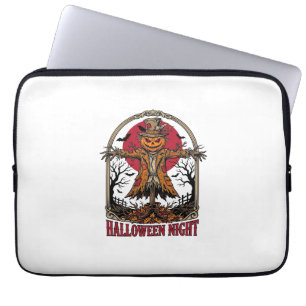 Kürbis-Vogelscheuche-Halloween-Vintage-Stich-Kunst Laptopschutzhülle