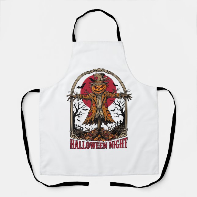 Kürbis-Vogelscheuche-Halloween-Vintage-Stich-Kunst Schürze (Vorderseite)