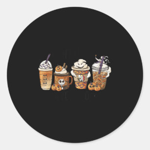 Kürbis vor dem Kaffee Halloween-Kostüm Runder Aufkleber