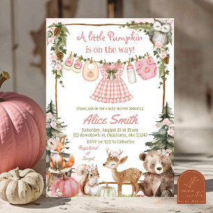 Kürbis-Wald-Mädchen-Baby-Shower-Einladung Einladung