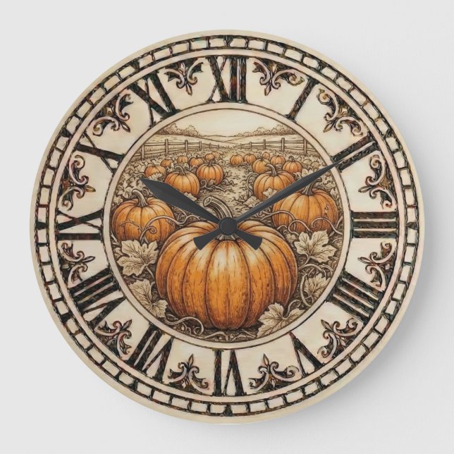 Kürbis-Wanduhr  Große Wanduhr (Vorderseite)