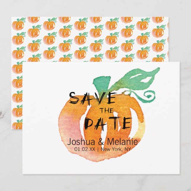 Kürbis-Wasserfarben-Feiertag Save-the-Date  (Vorne/Hinten)