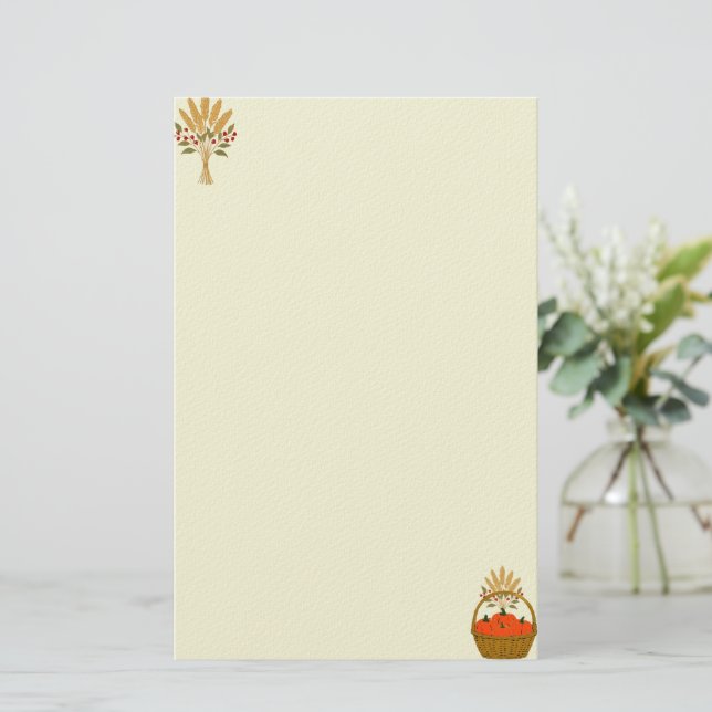 💌 **Kürbis- & Weizenkorb-Schreibwaren Briefpapier (Stehend Vorderseite)