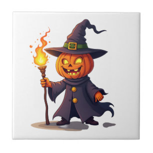 Kürbis-Zauberer � Magisches Halloween-Zauberer-T-S Fliese