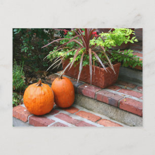 Kürbis Ziegel Stufen Pflanze halbieren Herbst Postkarte