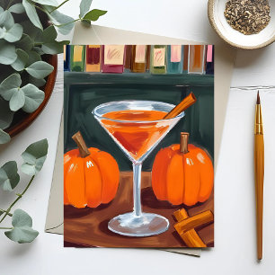 Kürbis-Zimt-Martini-Herbst-Aquarell Postkarte