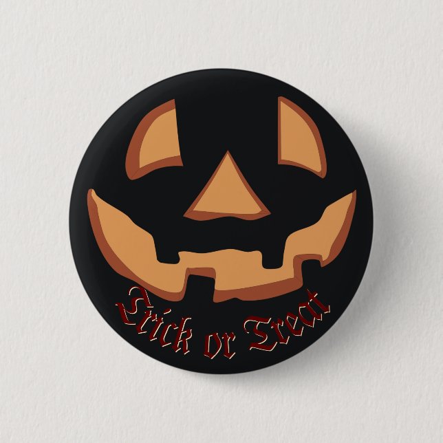 Kürbis zu Halloween in Black Button (Vorderseite)