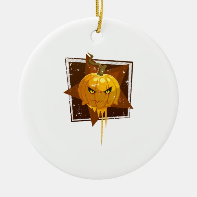 Kürbis zu Halloween Keramik Ornament (Vorne)