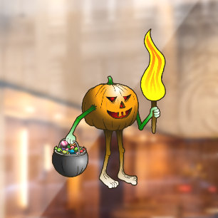 Kürbis zum Trick oder Treat Fensteraufkleber