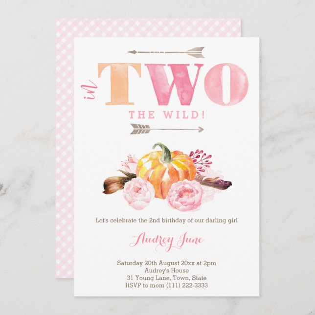 Kürbis zwei wilde Einladung, bohemianischer 2. Geb Einladung (Vorne/Hinten)