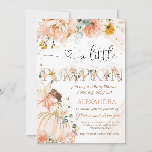 Kürbisbaby-Dusche Ein kleiner Kürbis ist unterwegs Einladung (Vorderseite)