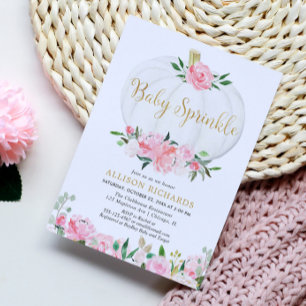 Kürbisbaby streut rosa goldene Mädchendusche Einladung