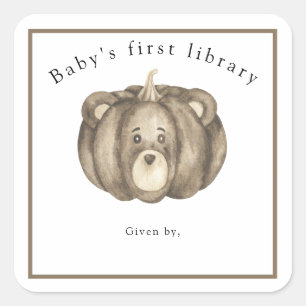 Kürbisbär - erste Bibliothek des Babys Quadratischer Aufkleber