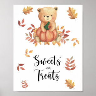 Kürbisbär, Süßigkeiten und Leckerlis Baby Shower P Poster