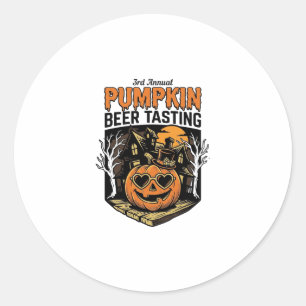 Kürbisbier-Verkostung Vintage-Halloween-Event-Shir Runder Aufkleber