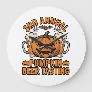 Kürbisbier-Verkostung Vintage-Halloween-Shirt-Desi Große Wanduhr