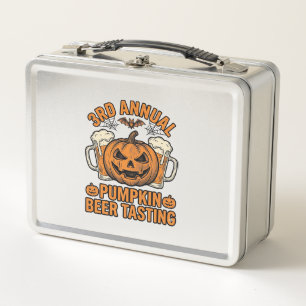Kürbisbier-Verkostung Vintage-Halloween-Shirt-Desi Metall Brotdose