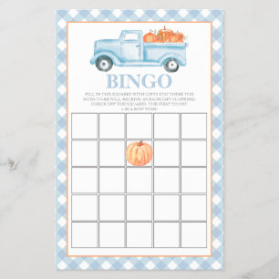 Kürbisblauer Lastwagen Baby Shower Bingo Flyer