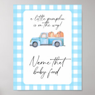 Kürbisblauer LKW - Name für Babynahrung Poster