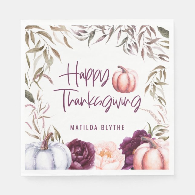Kürbisblumenfall Erntedank Party Serviette (Vorderseite)