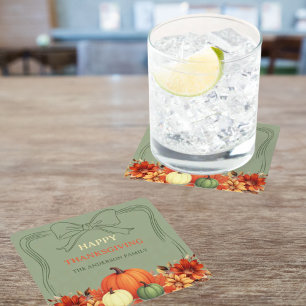 Kürbisbogen für den Erntedank im Grün des Moos Rechteckiger Pappuntersetzer