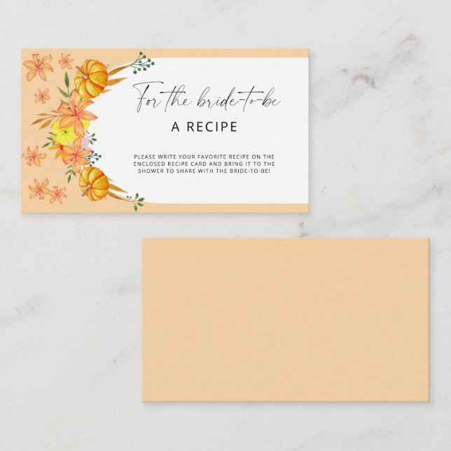 Kürbisbogen Rezept für die Braut Begleitkarte (Vorne/Hinten)