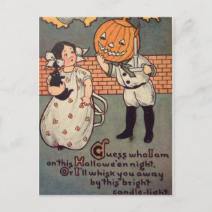 Kürbisboy (Vintage Halloweenkarte) Postkarte